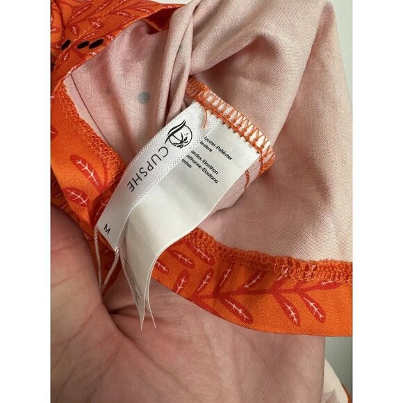 Cupshe Woman’s Orange Floral Romper Short Swim Suit Coverup Size Medium - Picture 4 of 6